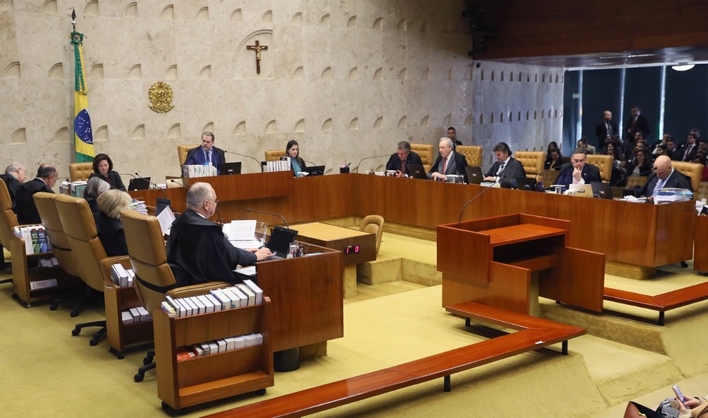 O ministros do STF, no plenÃ¡rio do tribunal, durante o julgamento sobre a criminalizaÃ§Ã£o da homofobia â€” Foto: Nelson Jr./SCO/STF