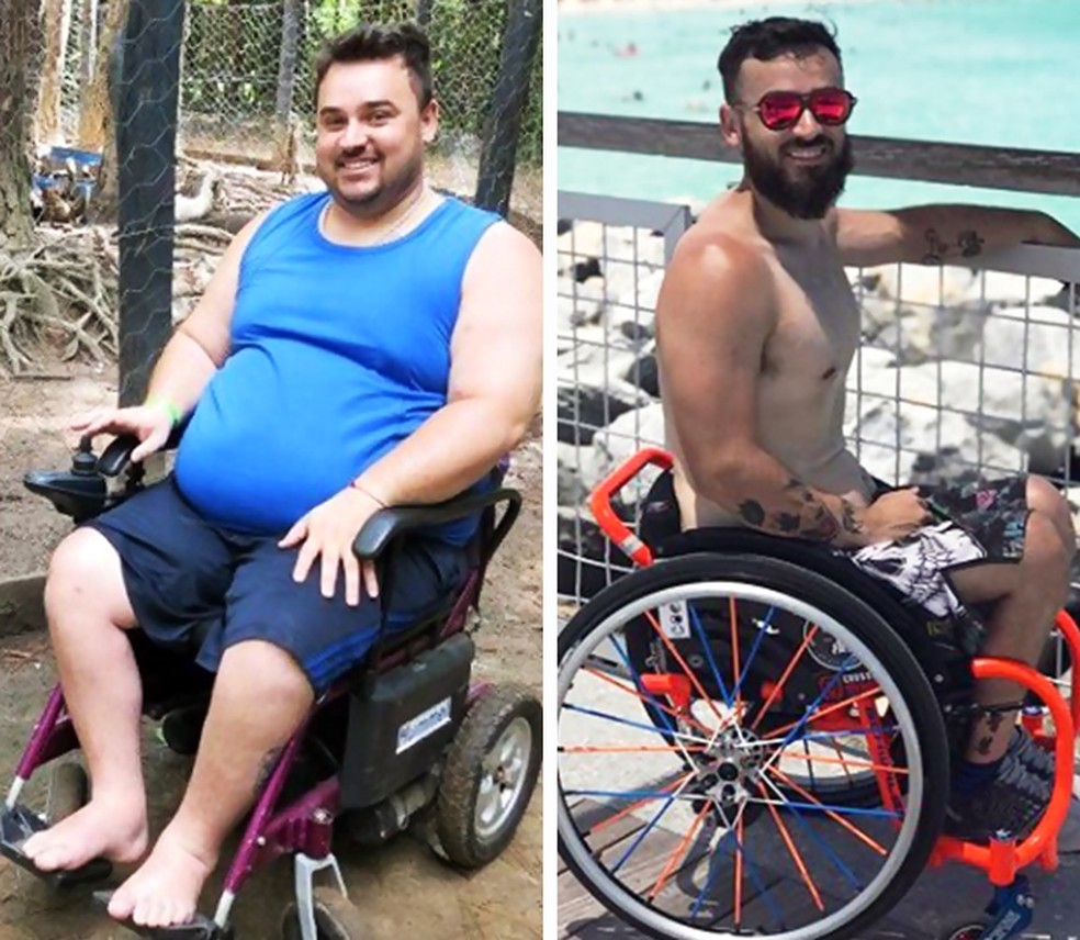 O antes e depois do Diego: mudança após cirurgia bariátrica e treinos de crossfit (Foto: Esporte Arte)