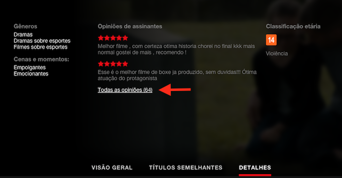 Acessando a opinião de assinantes do Netflix sobre um filme ou série (Foto: Reprodução/Marvin Costa)