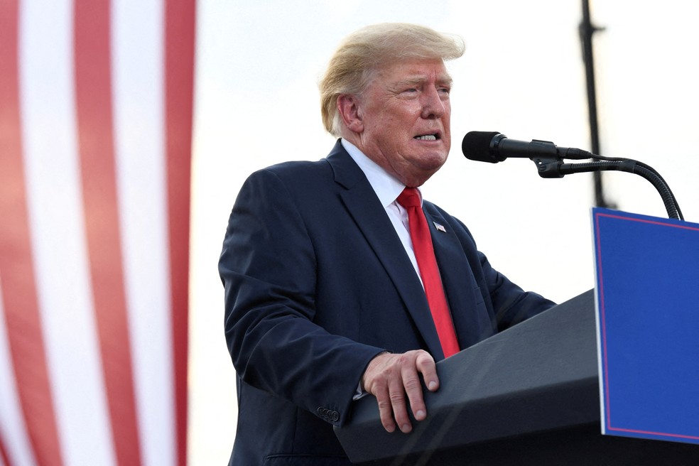 Ex-presidente dos EUA, Donald Trump, durante discurso em 25 de junho de 2022 — Foto: Kate Munsch/REUTERS