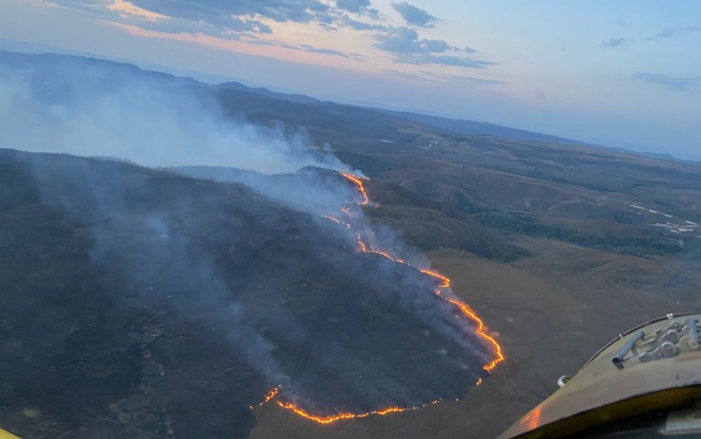 Queimada na Chapada dos Veadeiros em setembro de 2021, Alto Paraíso de Goiás — Foto: ICMBio/Divulgação