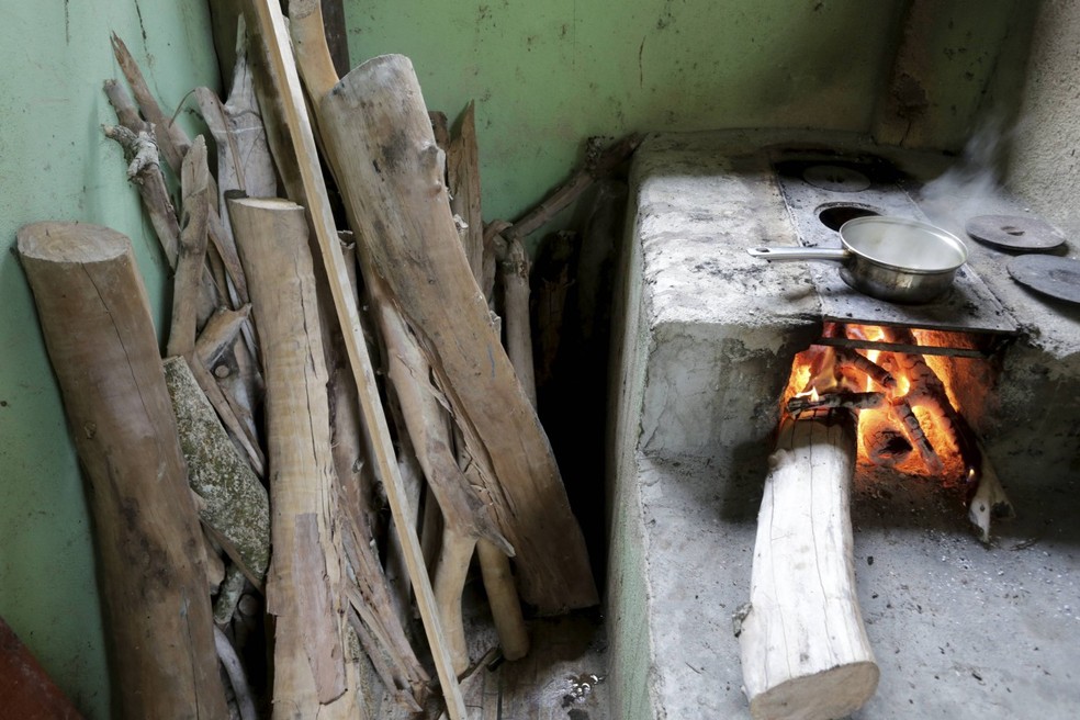 Famílias sem renda para a compra de gás passam a cozinhar na lenha — Foto: Domingos Peixoto/Agência O Globo