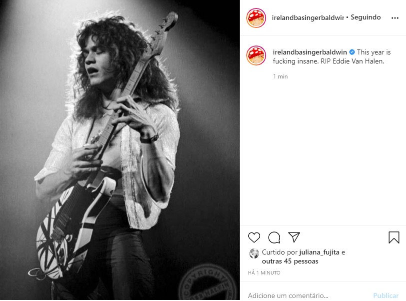 Ireland Baldwin lamenta morte de Eddie Van Halen (Foto: Reprodução Instagram)