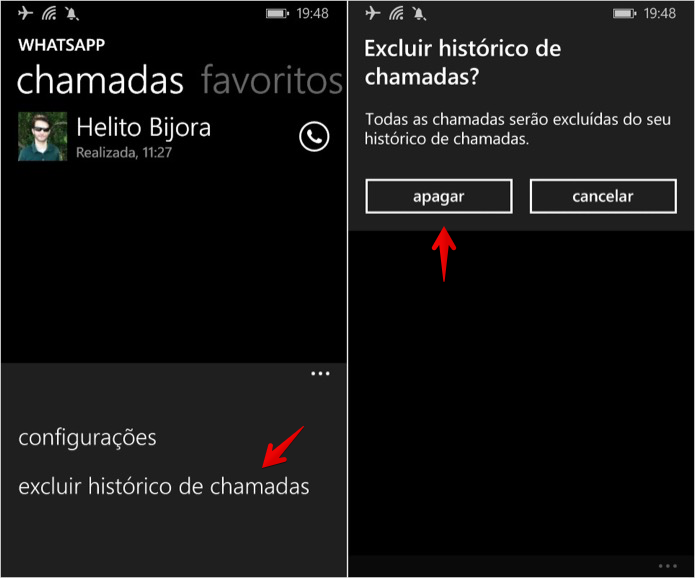 Como limpar os registros de chamadas do WhatsApp do Windows Phone (Foto: Helito Bijora/TechTudo) Como limpar os registros de chamadas do WhatsApp do Windows Phone (Foto: Helito Bijora/TechTudo)