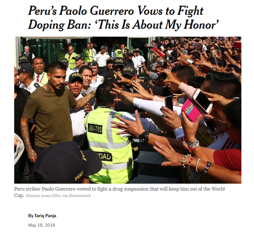 Guerrero ganha as p&aacute;ginas do "The Ney York Times" (Foto: Reprodu&ccedil;&atilde;o / The Ney York Times)