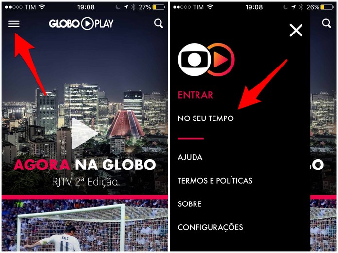Abra o recurso No seu Tempo no Globo Play (Foto: Reprodução/Lucas Mendes)