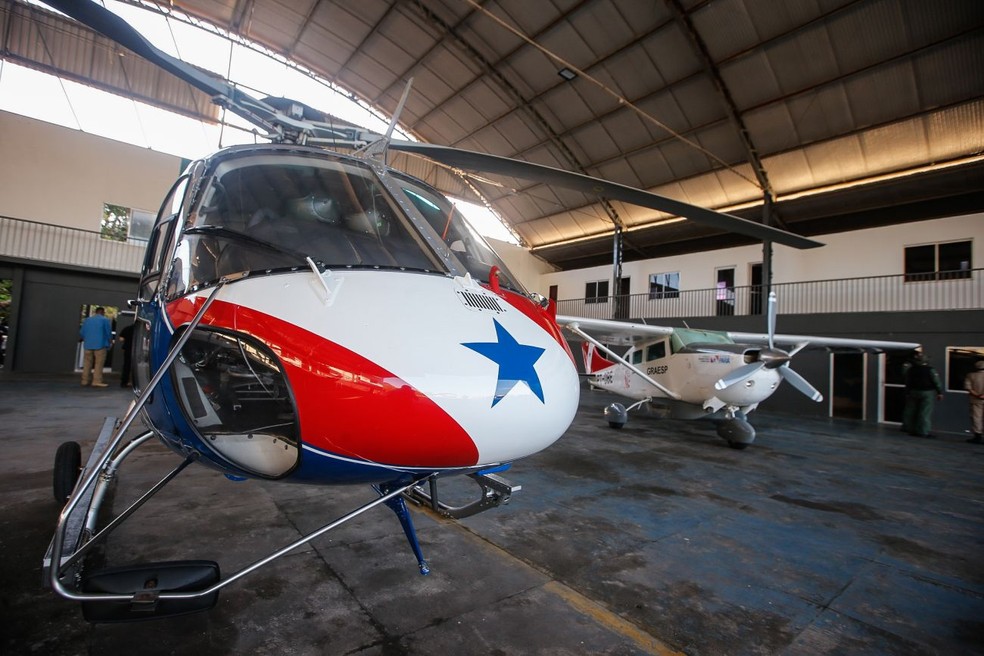 Aeronaves do Graesp, cuja frota é composta de cinco helicópteros e seis aviões — Foto: Agência Pará/Divulgação
