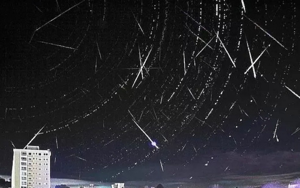 Chuva de meteoros Eta Aquáridas vista em Goiás em 2021 — Foto: Divulgação/Observatório Espacial Heller & Jung