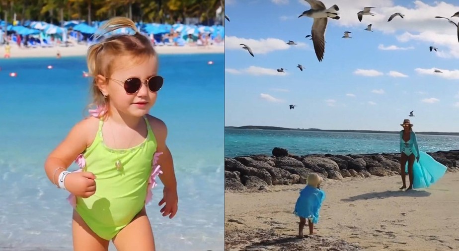 Ana Paula Siebert encanta com vídeo fofo de filha curtindo praia