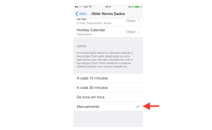 Configurando o Mail para que o usuário acesse o aplicativo nativo para receber atualizações de mensagens (Foto: Reprodução/Marvin Costa)