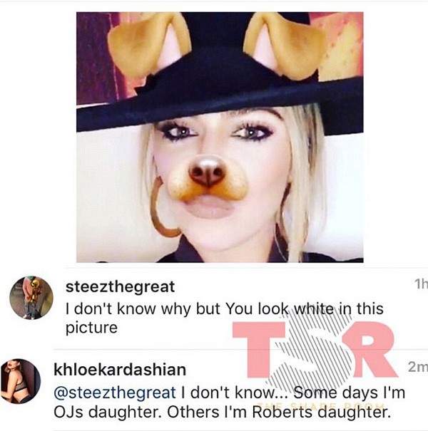 Resposta de Khloe Kardashian em rede social (Foto: Snapchat)
