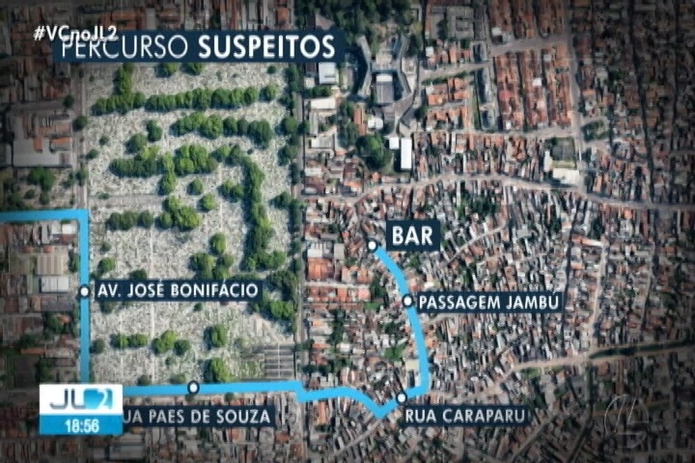 Polícia recolheu imagens ao longo do trajeto dos criminosos no dia do crime. — Foto: TV Liberal