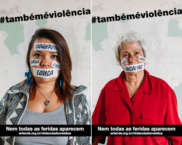 Feministas posam para a campanha #TambémÉViolência (Foto: Camila Cornelsen)