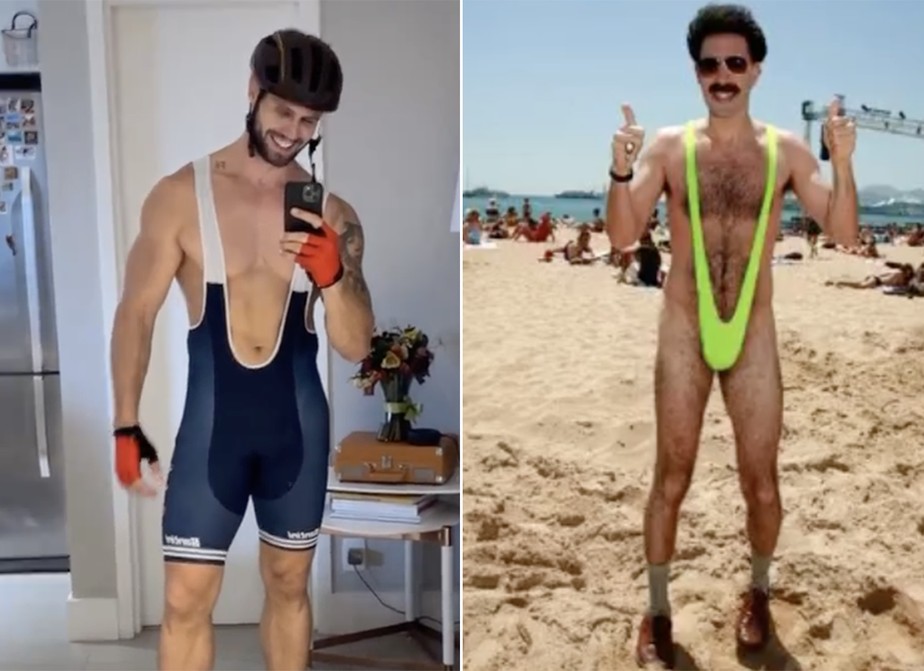 Jonas Sulzbach se compara ao personagem 'Borat', de Sacha Baron Cohen, por conta do look de pedalada