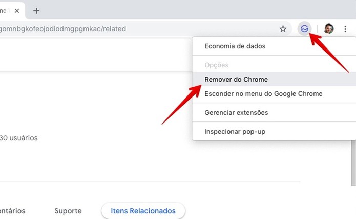 Removendo uma extensão do Chrome (Foto: Reprodução/Helito Bijora) Removendo uma extensão do Chrome (Foto: Reprodução/Helito Bijora)