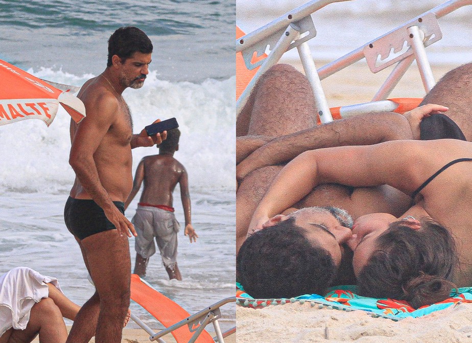 Bruno Cabrerizo troca beijos com Inês Sofia em dia de praia