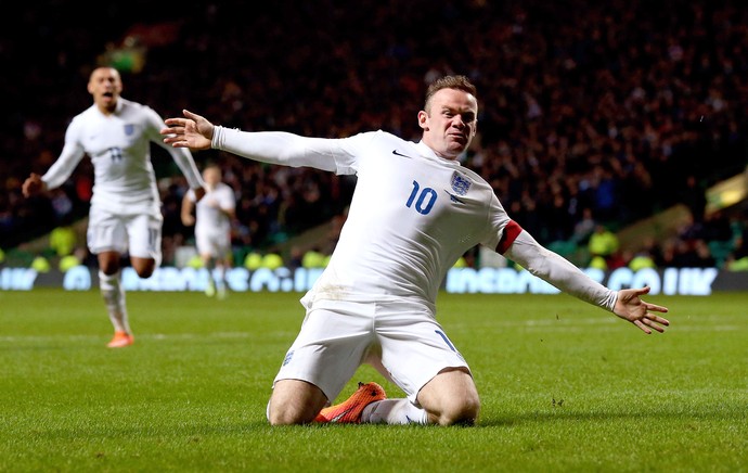 Rooney comemora gol da Inglaterra contra a Escócia (Foto: Getty Images)