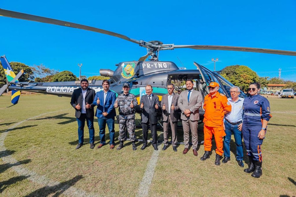 Governo do Piauí entrega helicóptero multitarefas. — Foto: Reprodução/Gabriel Paulino.