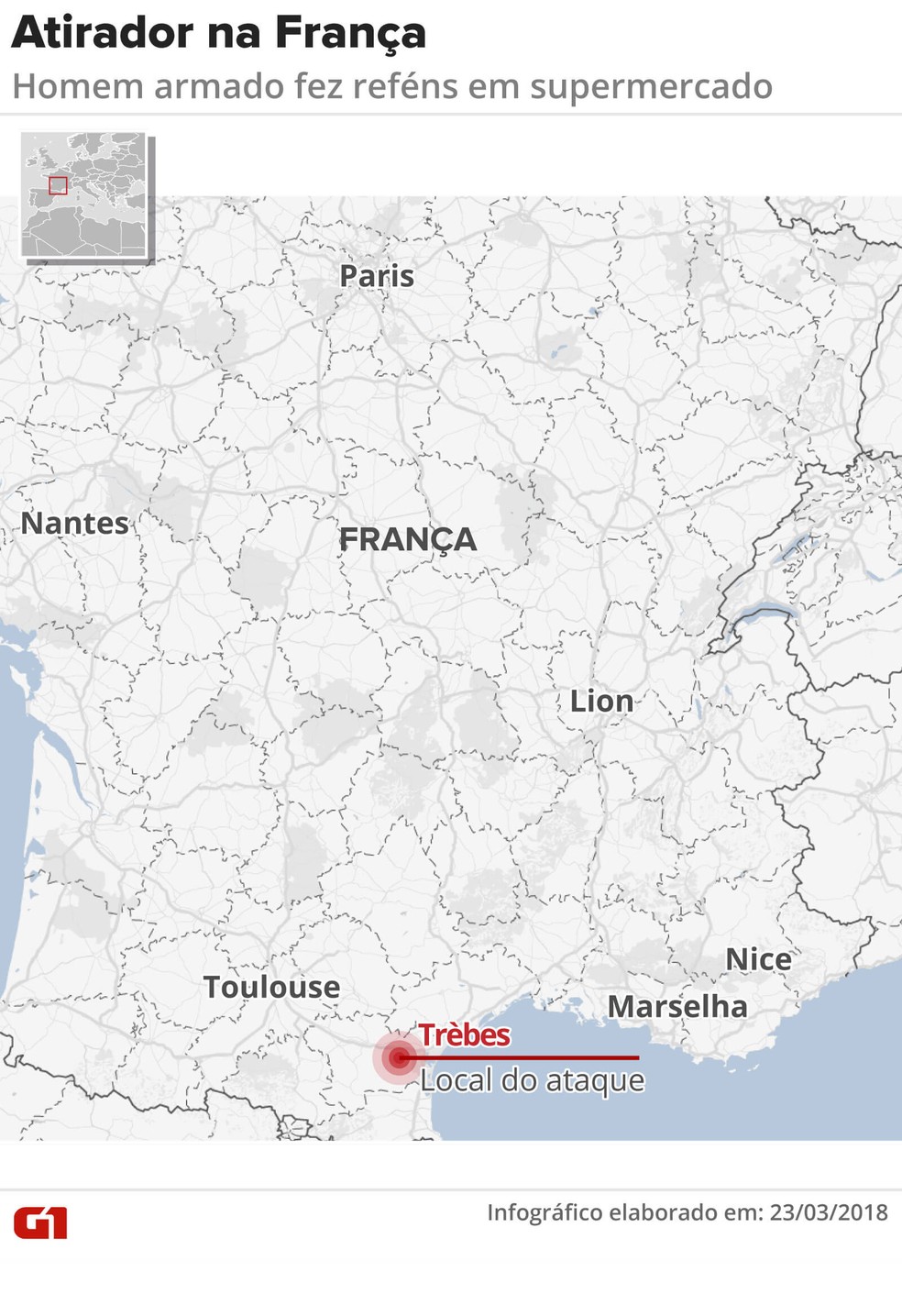 Morre policial que foi trocado por reféns em supermercado no sul da França Refens-sul-franca