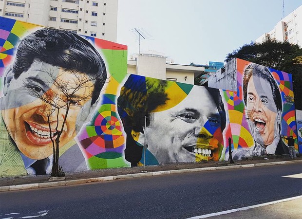 Mural em homenagem a Silvio Santos na Avenida 23 de Maio, em São Paulo (Foto: Reprodução)