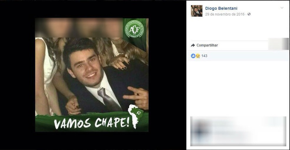 Diogo Belentani foi atingido no peito e morreu antes de chegar ao pronto-socorro em Araçatuba (Foto: Reprodução/Facebook)