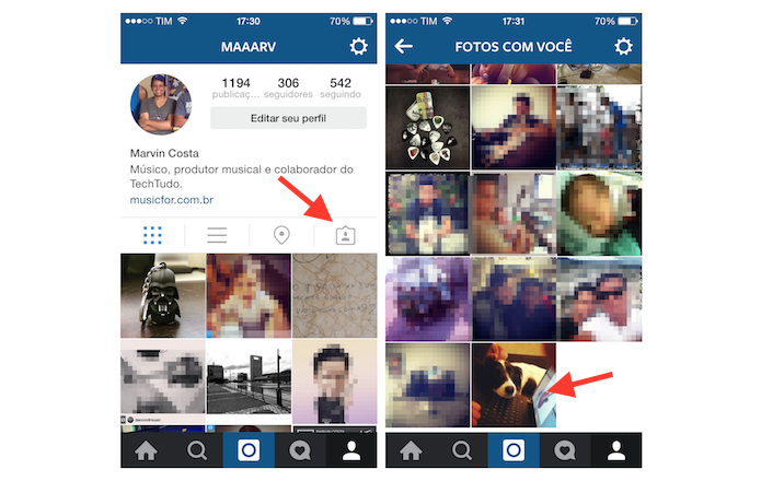 Abrindo uma foto marcada em um perfil de usuário do Instagram (Foto: Reprodução/Marvin Costa)