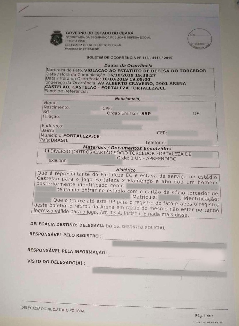 Fortaleza Registra B O Contra Torcedor Que Entrou Com Cartao De Socio De Terceiro Fortaleza Ge
