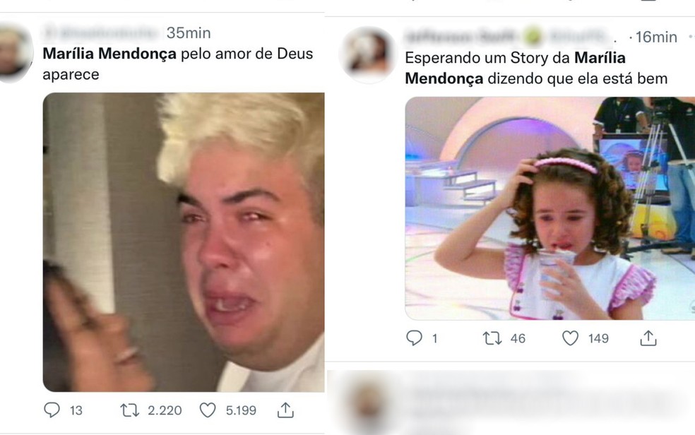 Na web, fãs demonstram preocupação com a cantora e fazem posts desejando que Marília esteja bem — Foto: Reprodução/Twitter