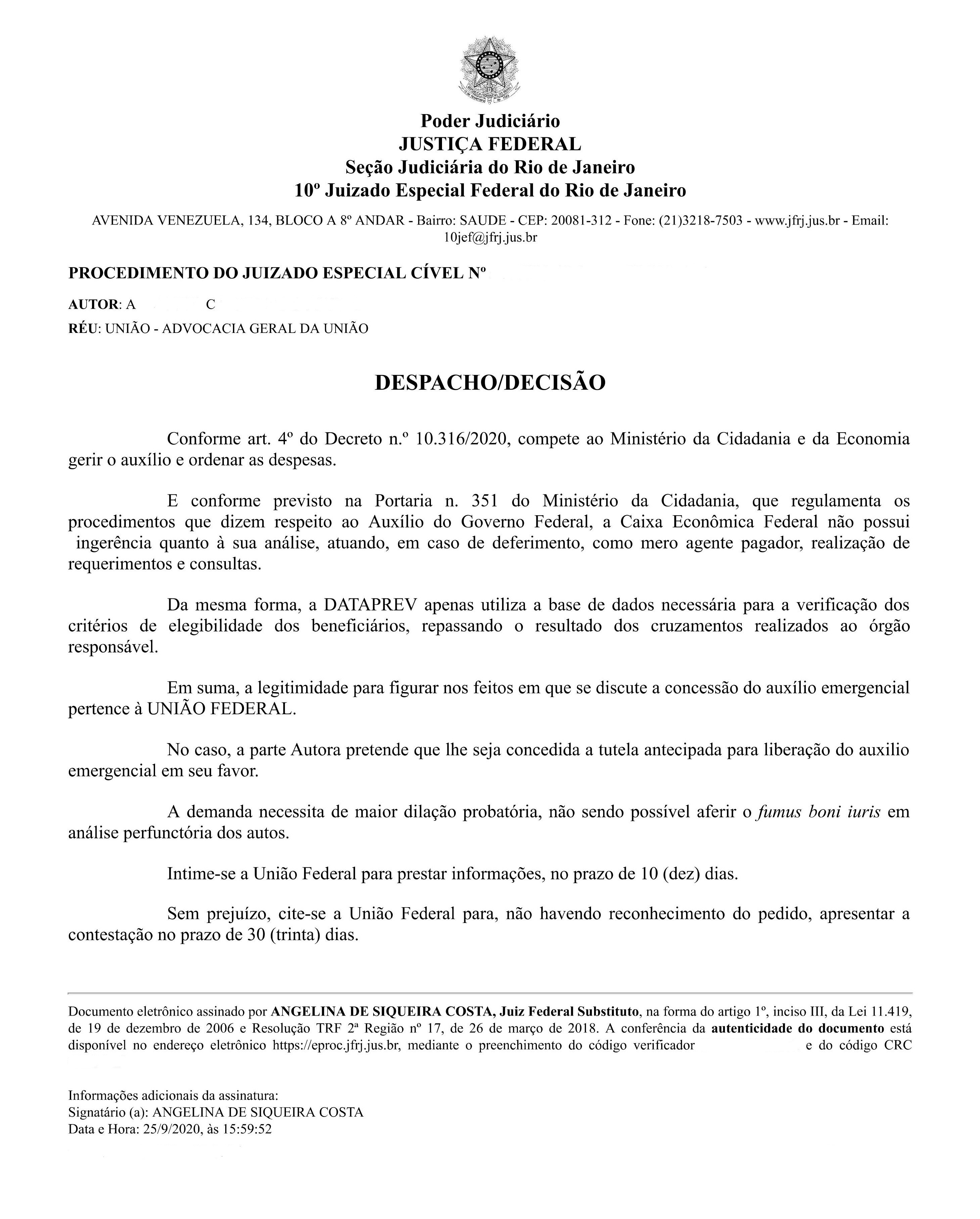 Decisão que torna ré a União Federal por fala de Bolsonaro na ONU (Foto: Reprodução)