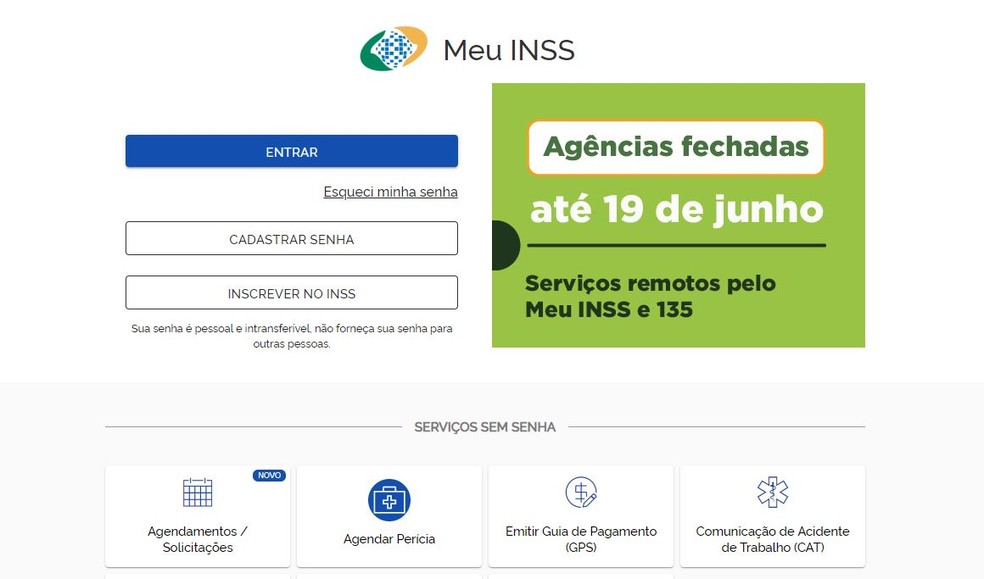 Agências do INSS vão ficar fechadas até 19 de junho devido à pandemia do novo coronavírus — Foto: Reprodução