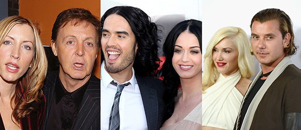 Paul Mccartney e Heather Mills, Russell Brand e Katy Perry, Gwen Stefani e Gavin Rossdale (Foto: Getty Images)
