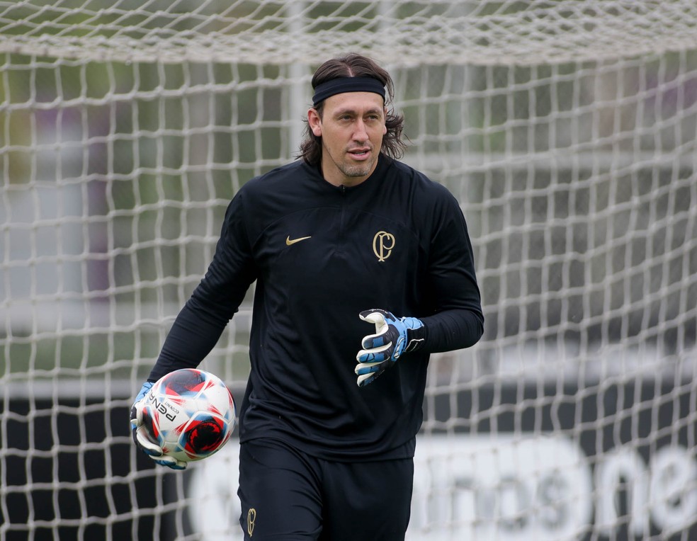 Cássio, goleiro do Corinthians, durante treinamento — Foto: Rodrigo Coca / Ag.Corinthians