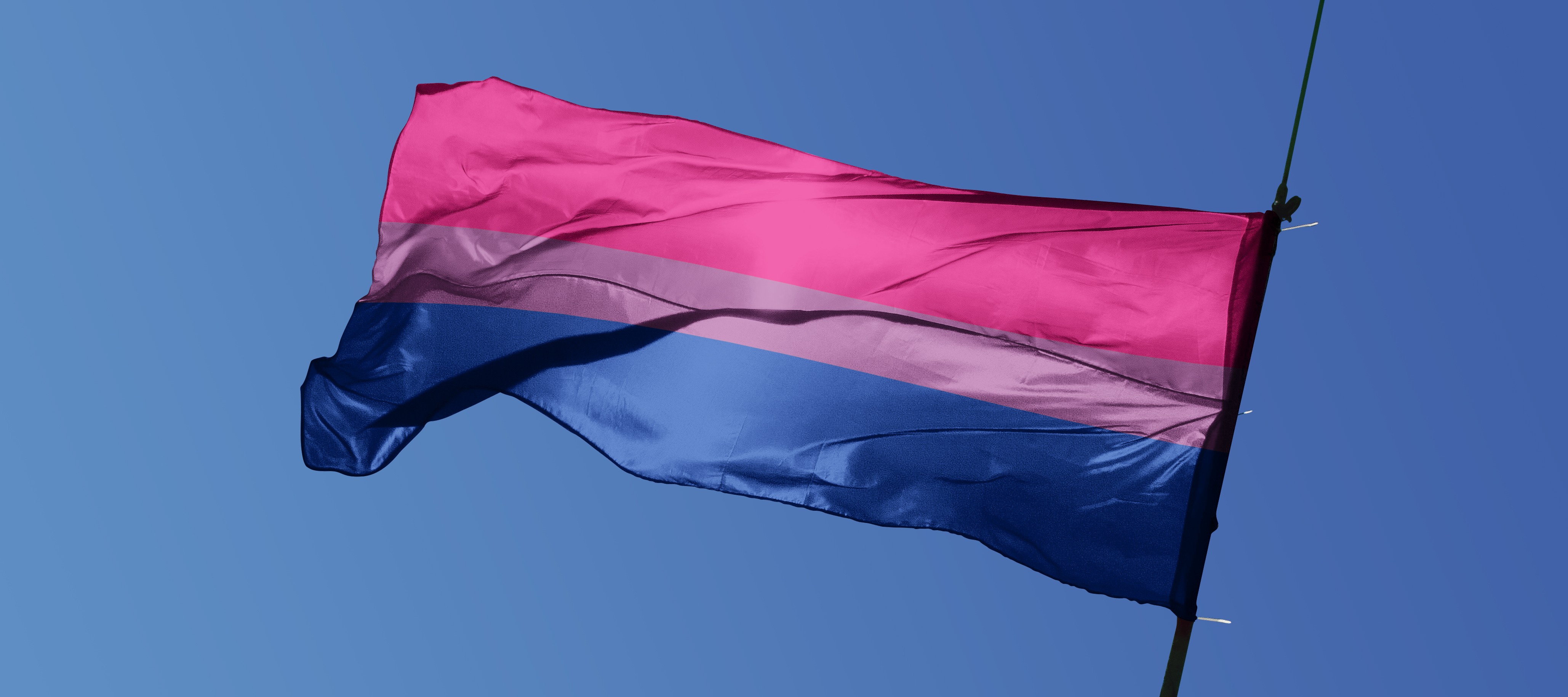 Bandeira do orgulho bissexual, composta pelas cores magenta, lilás e azul royal (Foto: Getty Images)