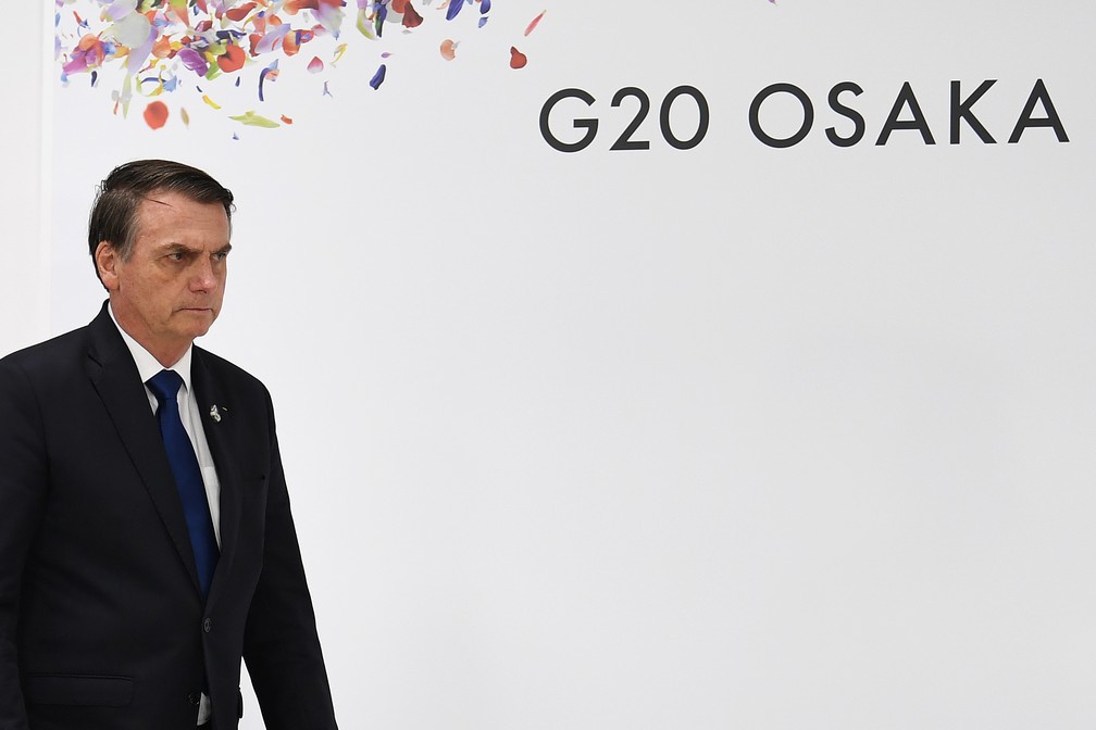 O presidente Jair Bolsonaro durante encontro do G20. â Foto: Charly Triballeau / AFP