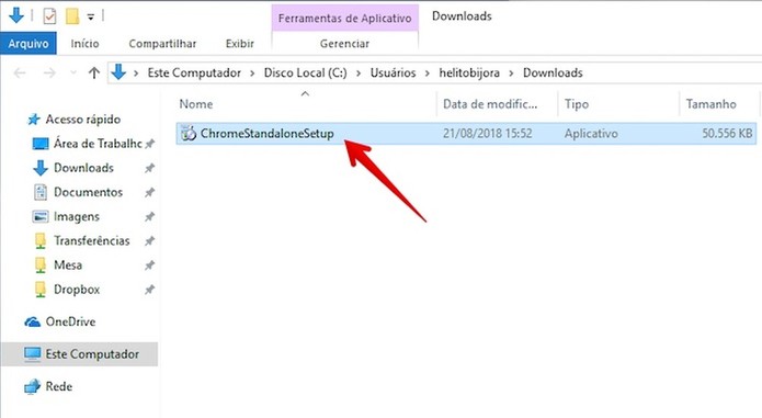Arquivo é salvo na pasta de downloads do seu PC (Foto: Reprodução/Helito Bijora) Arquivo é salvo na pasta de downloads do seu PC (Foto: Reprodução/Helito Bijora)