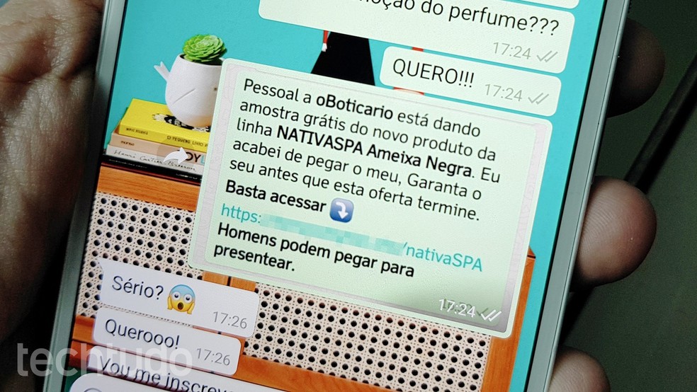 Golpes no WhatsApp são comuns; desconfie dos links que receber pelo aplicativo — Foto: Tainah Tavares/TechTudo