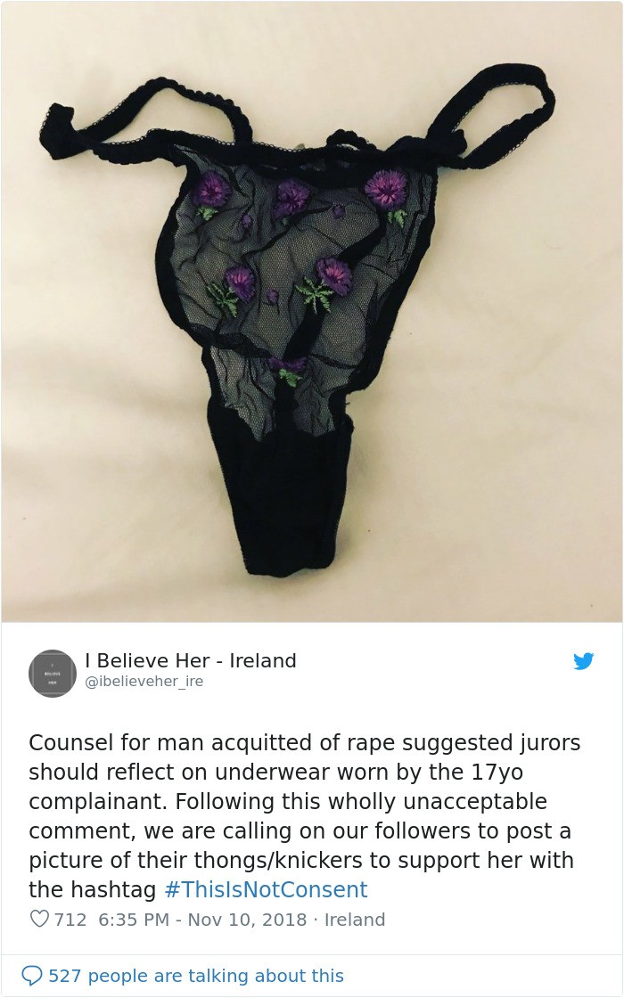 Mulheres postam fotos da calcinha em protesto contra absolvição de acusado de estuprar adolescente (Foto: Reprodução/Instagram)