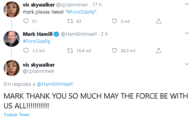 Fã celebra tuíte de Mark Hamill (Foto: Reprodução Twitter)