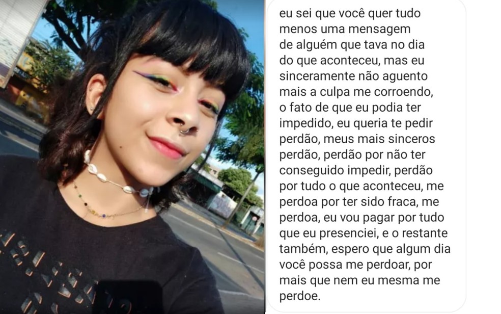 Mãe de jovem achada morta diz que adolescente suspeita do crime enviou mensagem pedindo 'perdão' antes de ser apreendida, em Goiânia  — Foto: Arquivo pessoal