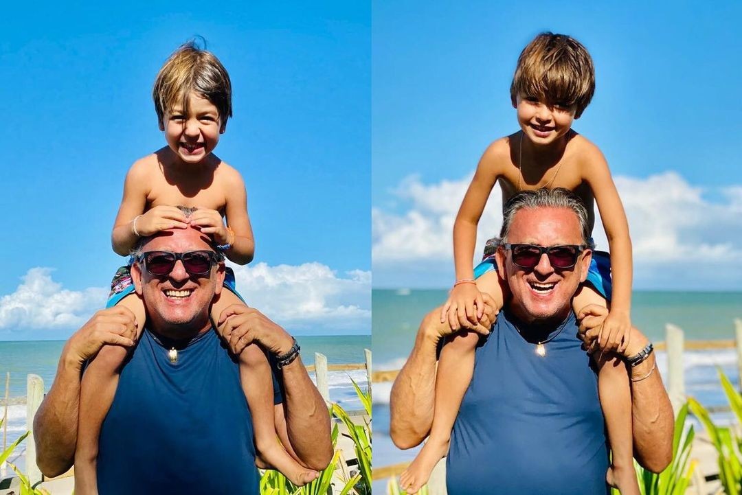 Galvão Bueno e os netos gêmeos (Foto: Reprodução Instagram)
