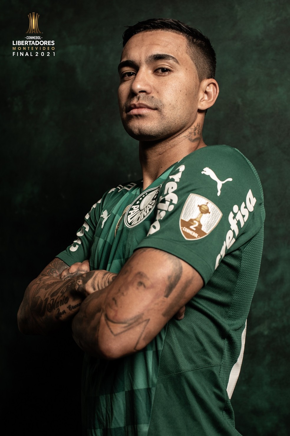 Dudu, do Palmeiras, em foto oficial da final da Libertadores — Foto: Divulgação/Conmebol