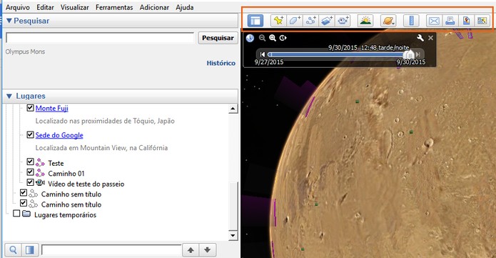 Use as ferramentas complementares do Google Earth em Marte (Foto: Reprodução/Barbara Mannara)