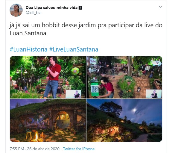 Jardim enorme da mansão de Luan Santana vira meme durante live (Foto: Twitter)