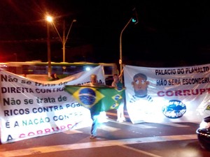 Manifestantes em Ribeirão Preto, SP, pedem saída da presidente Dilma Rousseff (Foto: Rodolfo Tiengo/G1)