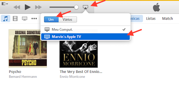 Enviando ?udio do iTunes do Windows para uma Apple TV (Foto: Reprodu??o/Marvin Costa)