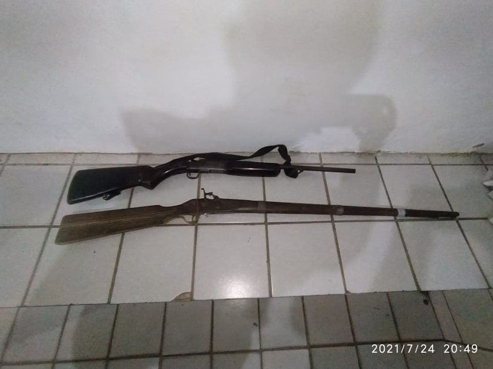 Outras armas foram apreendidas com pai dos adolescentes — Foto: Divulgação/PM