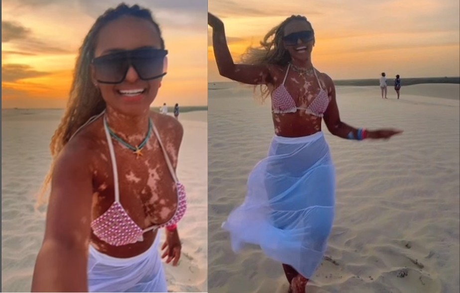 Natália Deodato faz dancinha em pôr do sol impressionante no Ceará