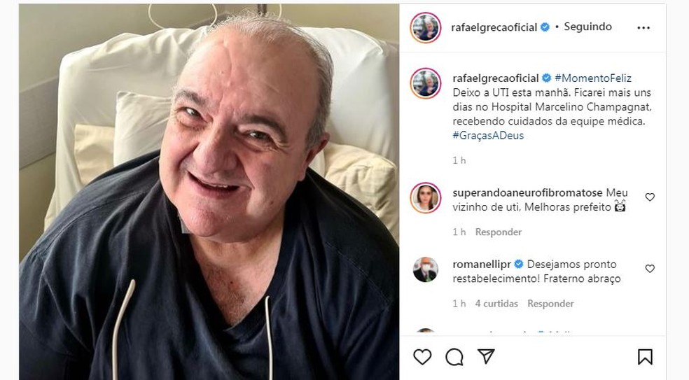 Em publicação no Instagram, prefeito recebeu mensagens de apoio — Foto: Divulgação