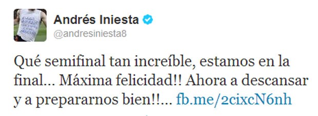 Iniesta post Twitter (Foto: Reprodução/Twitter)