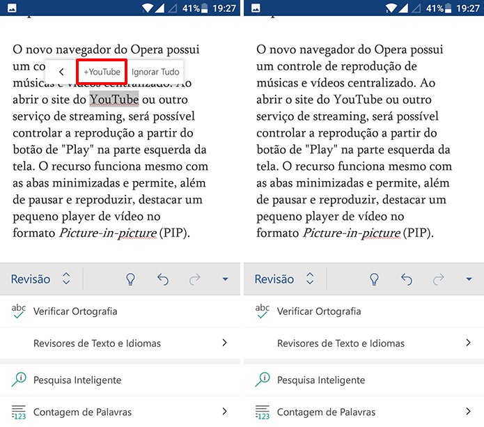 Office para Android permite que usuário adicione palavras ao dicionário do app (Foto: Reprodução/Elson de Souza)